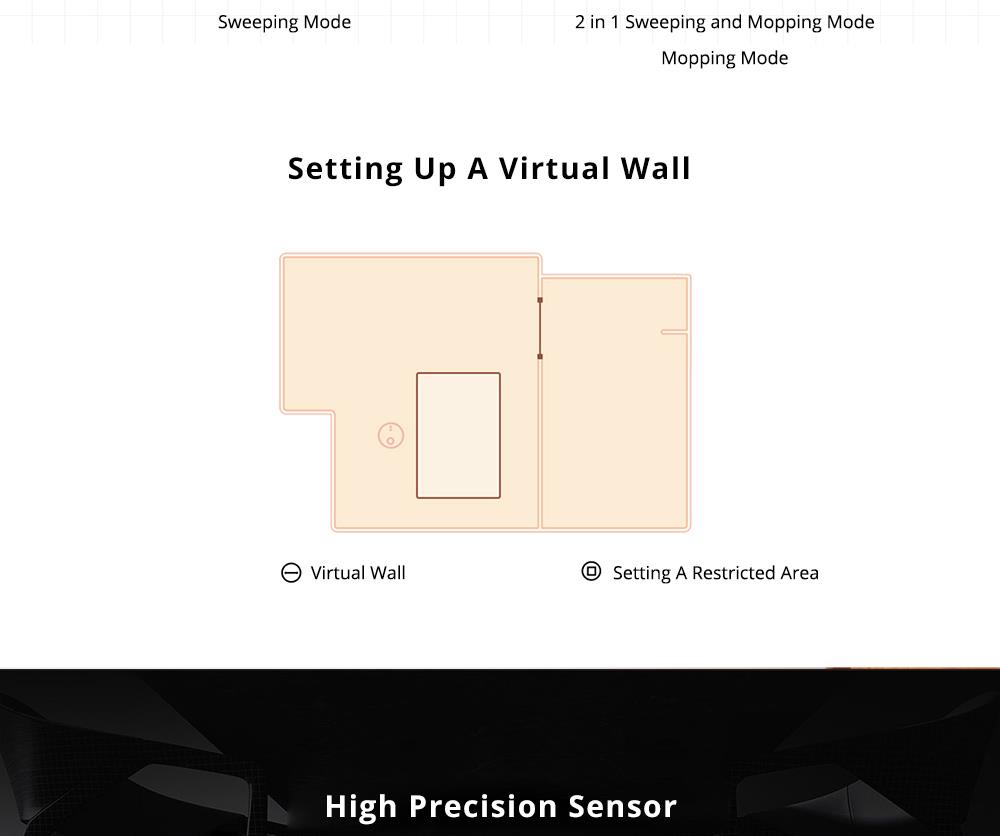 Xiaomi Mijia Pro Robot Vacuum Cleaner LDS Version 2100pa Intelligent Electric Control Water Tank Three Cleaning Modes - White