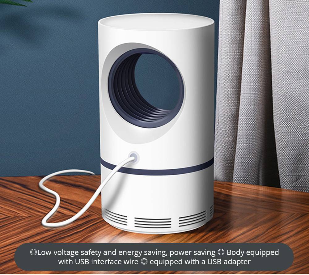 Electric Mosquito Killer Lamp Portable Mute Pure physical Photocatalyst Insect Pest Trap Lamp For Home Outdoor Camping USB Version 188 Large Size - White