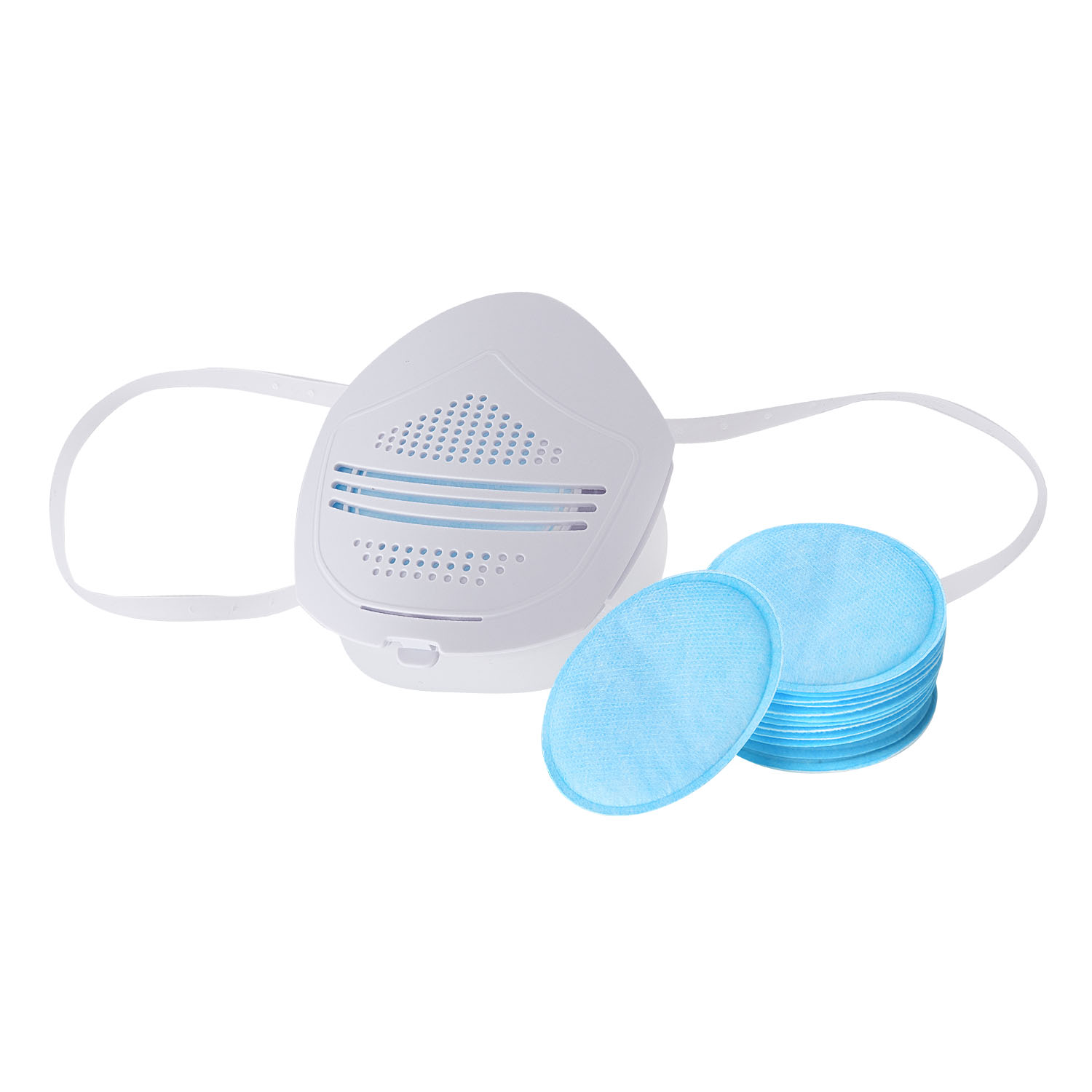 Reusable Washable Multi-Function Air Filter Mask Filtration Efficiency 95% With 30pcs Replaceable Filter Element For Anti-Pollution Dust Allergy Haze - White