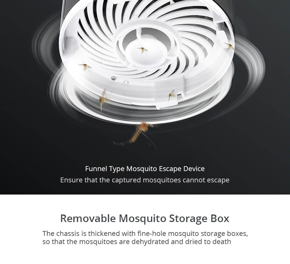 Electric Mosquito Killer Lamp Portable Mute Pure physical Photocatalyst Insect Pest Trap Lamp For Home Outdoor Camping USB Version 365 - Black