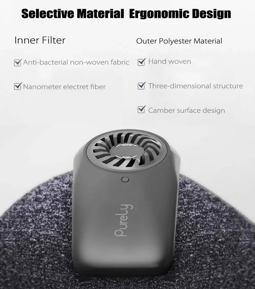 5PCS Xiaomi Purely Reusable Washable Electric N95 Face Mask 4-Layers Filter 99% PM 2.5 Protection With Breathing Valve Automatic Air-Purifying Supply for Anti-Pollution Dust Allergy Haze- Black