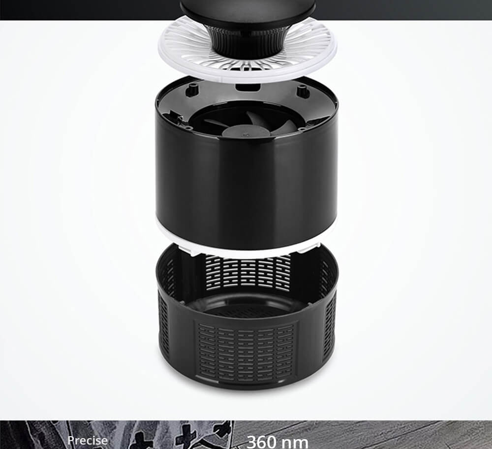 Electric Mosquito Killer Lamp Portable Mute Pure physical Photocatalyst Insect Pest Trap Lamp For Home Outdoor Camping USB Version 365 - Black