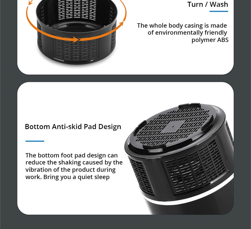 Electric Mosquito Killer Lamp Portable Mute Pure physical Photocatalyst Insect Pest Trap Lamp For Home Outdoor Camping USB Version 365 - Black