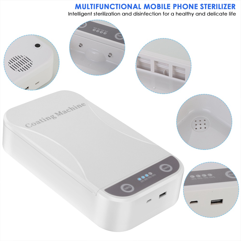 Portable Double UV Disinfection Box USB Charging For Phone Watch Glasses Toy Toothbrush Sterilization - White