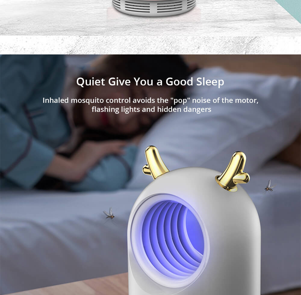 Electric Mosquito Killer Lamp Portable Mute Pure physical 365nm LightWave Photocatalyst Insect Pest Trap Lamp For Home Outdoor Camping USB Version 169 Antlers - Pink