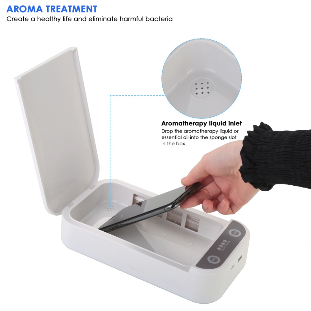 Portable Double UV Disinfection Box USB Charging For Phone Watch Glasses Toy Toothbrush Sterilization - White