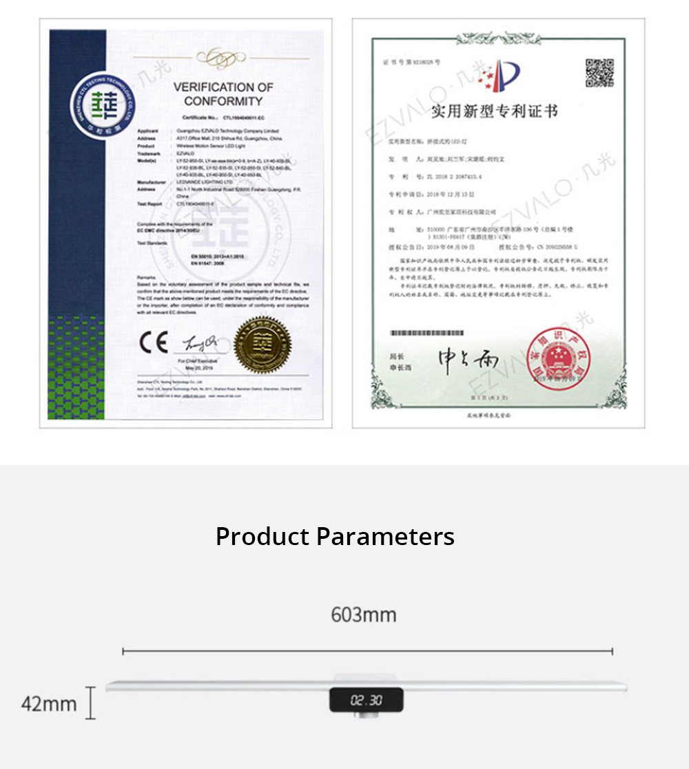 EZVALO 600mm Wireless Intelligent Hand-scanning Cabinet Lamp LED Light Technology Max Brightness 400 lux USB Charging Split Battery Design Kitchen Smart Induction - White