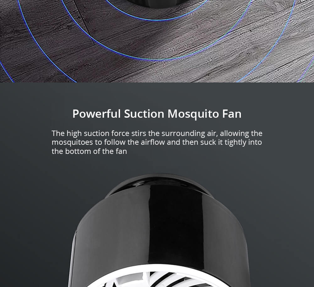 Electric Mosquito Killer Lamp Portable Mute Pure physical Photocatalyst Insect Pest Trap Lamp For Home Outdoor Camping USB Version 365 - Black