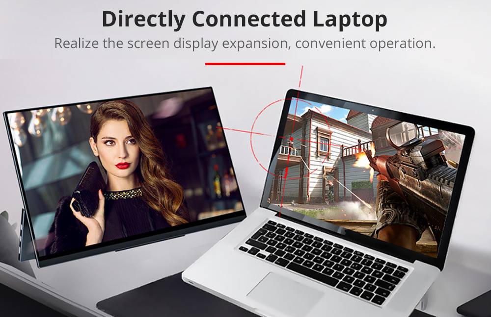 Sculptor MF156LG Auto-rotating 15.6" 1080P 144Hz FHD IPS OSD Touch Menu Portable Monitor 72% NTSC HDR Dual Type-C+Mini HDMI Gaming Display Screen For Smartphones Digital Cameras Tablets Laptops Game Consoles - Black