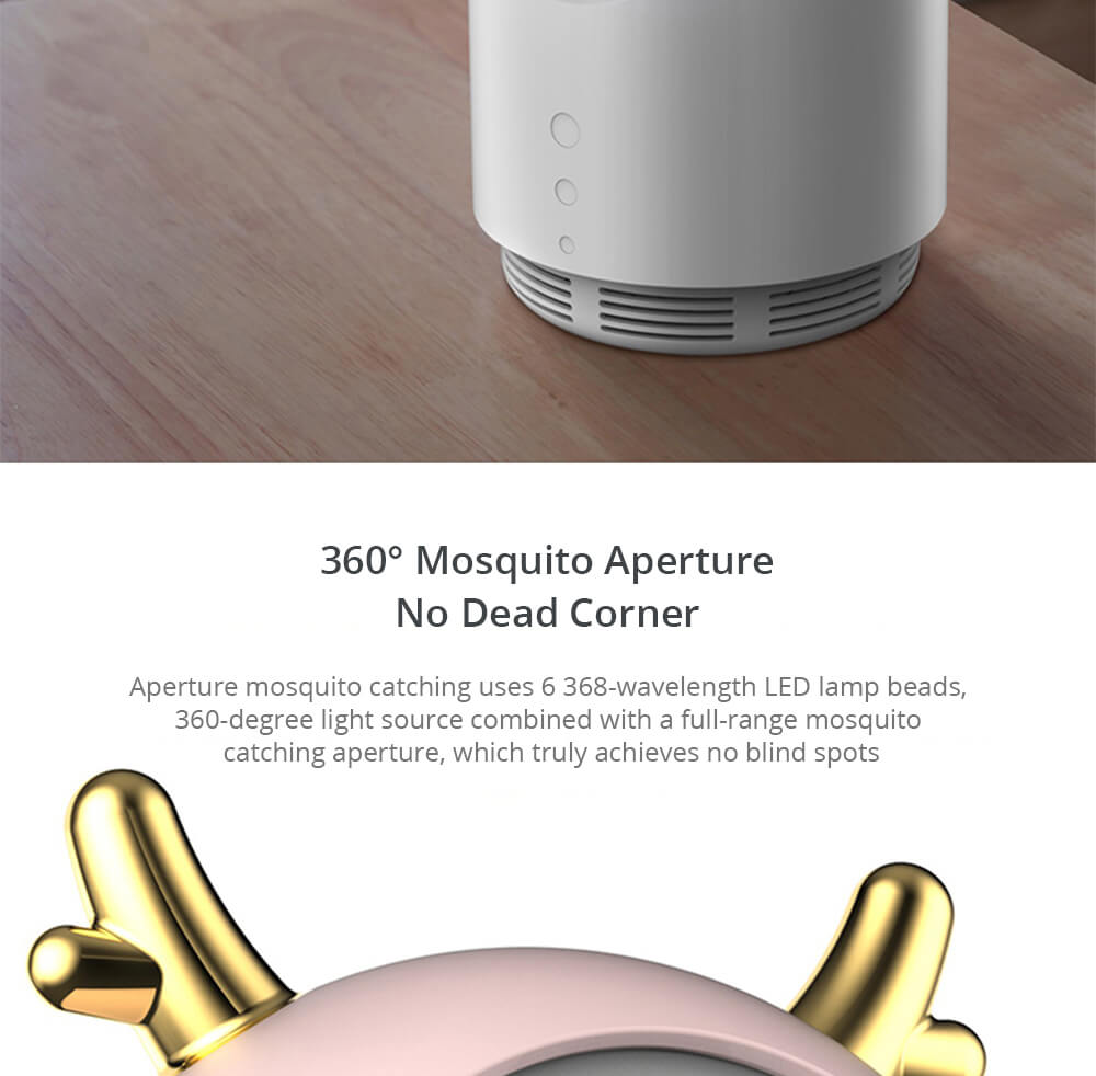 Electric Mosquito Killer Lamp Portable Mute Pure physical 365nm LightWave Photocatalyst Insect Pest Trap Lamp For Home Outdoor Camping USB Version 169 Antlers - Pink