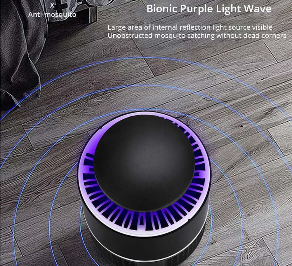 Electric Mosquito Killer Lamp Portable Mute Pure physical Photocatalyst Insect Pest Trap Lamp For Home Outdoor Camping USB Version 365 - Black