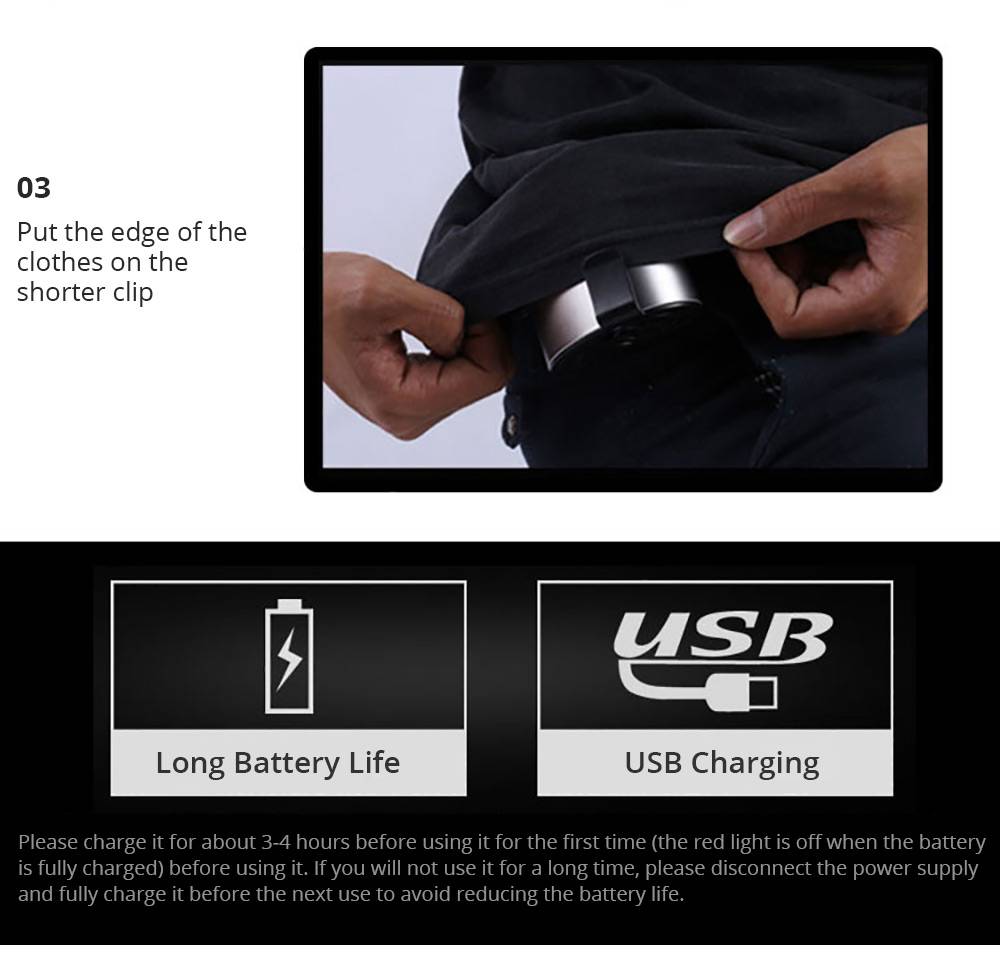 Portable Hanging Waist Fan USB Charging 1200mAh Battery Mobile Cooling Summer - Black