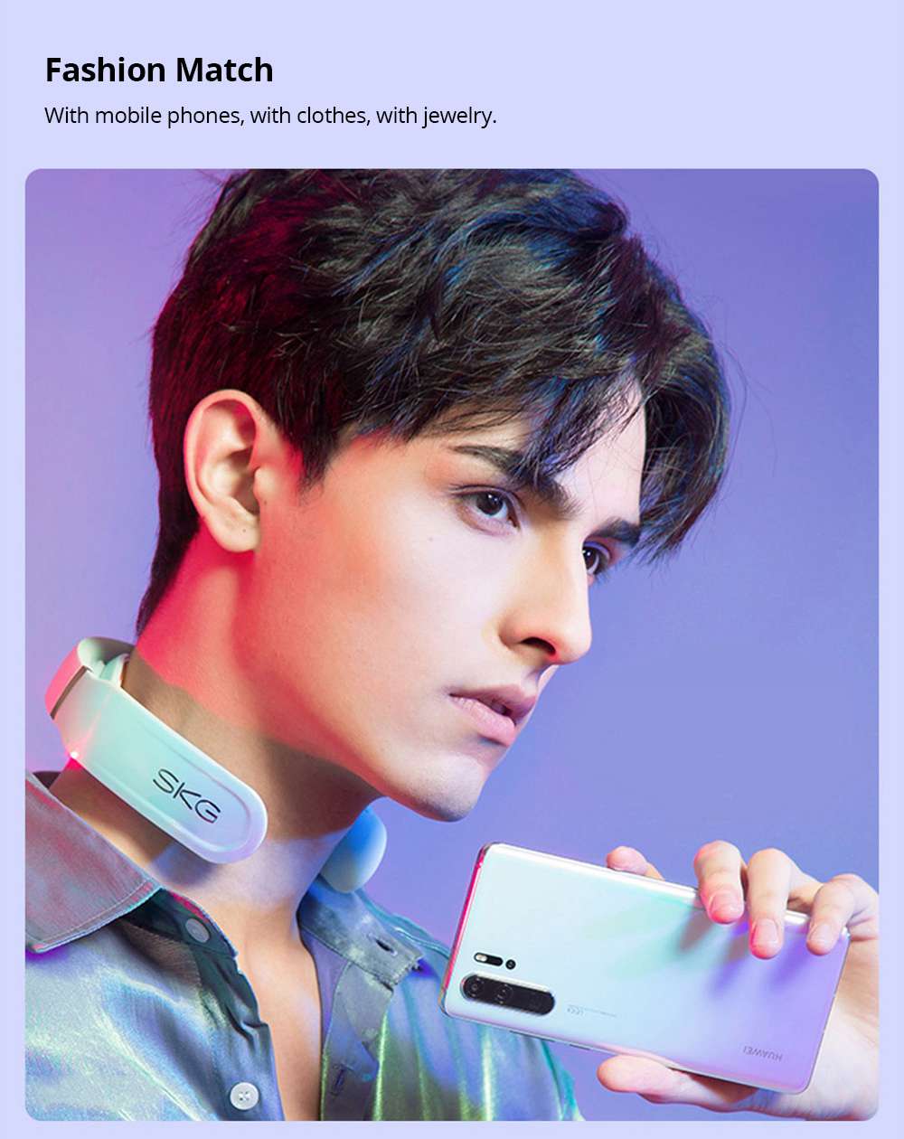 SKG K6 Intelligent Electronic Cervical Massager Neck Guard Device Fashion 4 Modes Adjustable Temperature Bluetooth Control USB Charging Relax Cervical Pressure - Blue