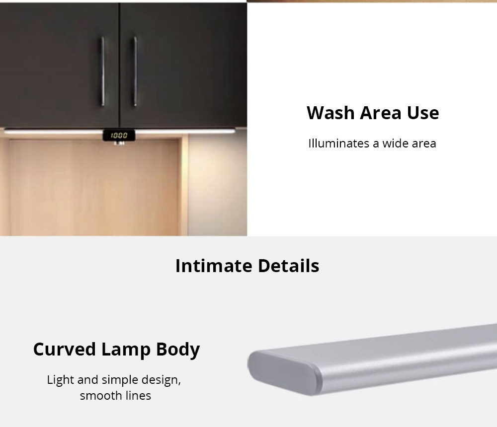 EZVALO 600mm Wireless Intelligent Hand-scanning Cabinet Lamp LED Light Technology Max Brightness 400 lux USB Charging Split Battery Design Kitchen Smart Induction - White