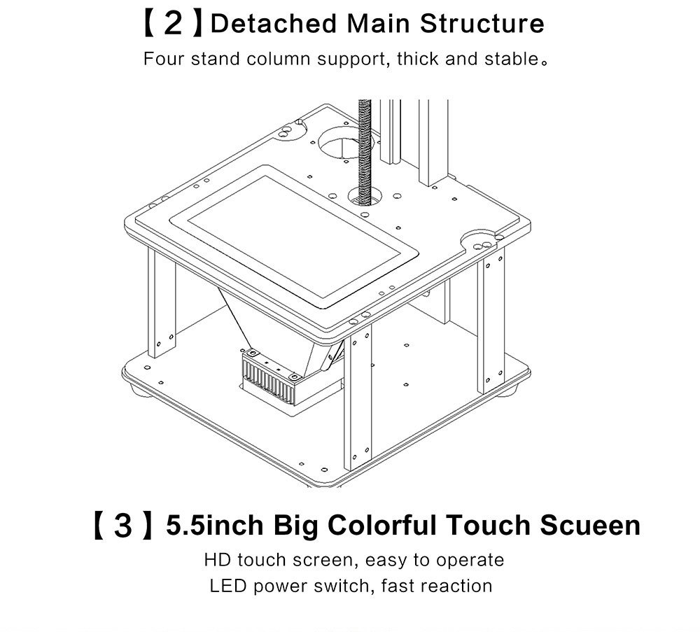 TRONXY SLA Ultrabot LCD Light Curling Desktop UV Resin 3D Printer 118x66x180mm Build Volume Support Offline Print 3.5 in