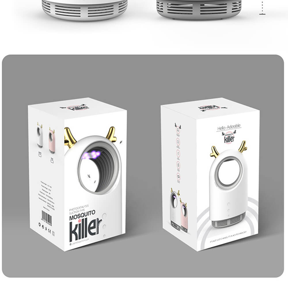 Electric Mosquito Killer Lamp Portable Mute Pure physical 365nm LightWave Photocatalyst Insect Pest Trap Lamp For Home Outdoor Camping USB Version 169 Antlers - Pink