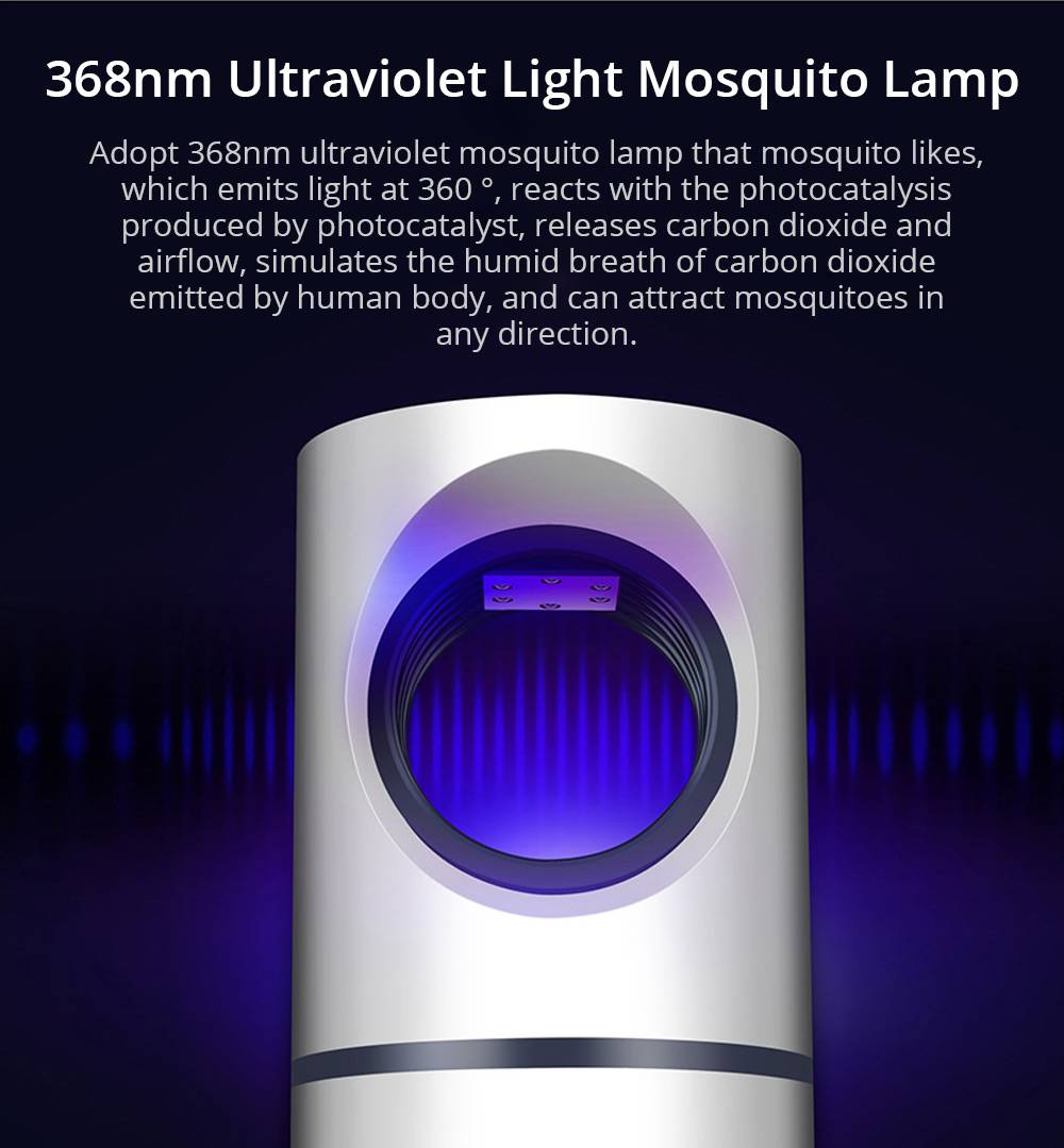 Electric Mosquito Killer Lamp Portable Mute Pure physical Photocatalyst Insect Pest Trap Lamp For Home Outdoor Camping USB Version 188 Large Size - White