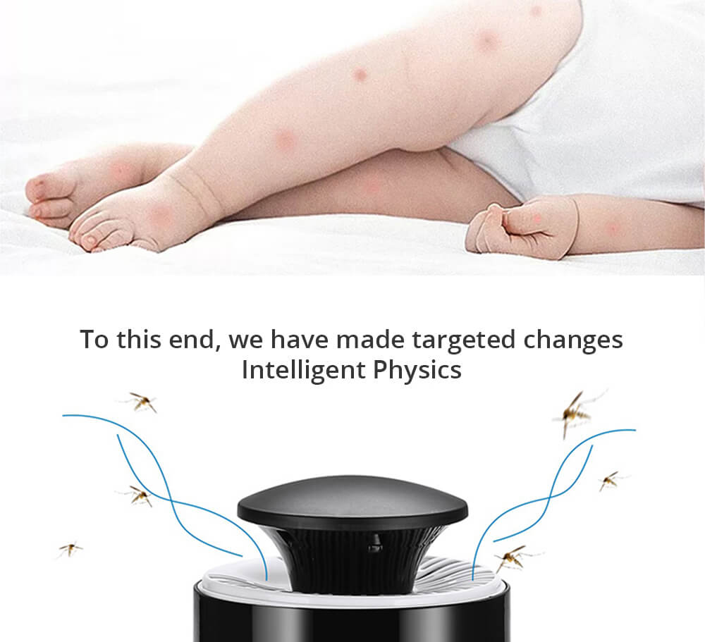 Electric Mosquito Killer Lamp Portable Mute Pure physical Photocatalyst Insect Pest Trap Lamp For Home Outdoor Camping USB Version 365 - Black