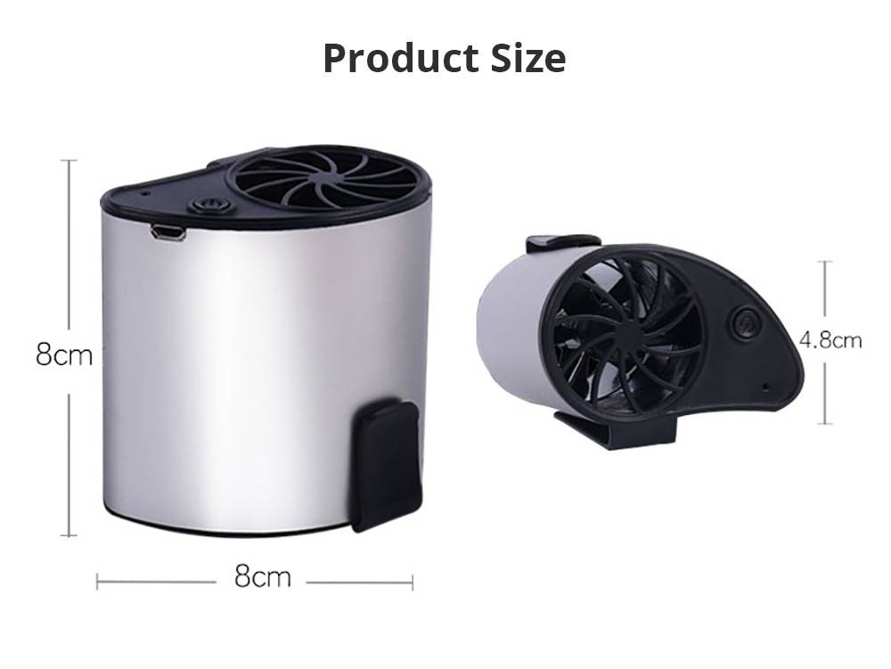 Portable Hanging Waist Fan USB Charging 1200mAh Battery Mobile Cooling Summer - Black