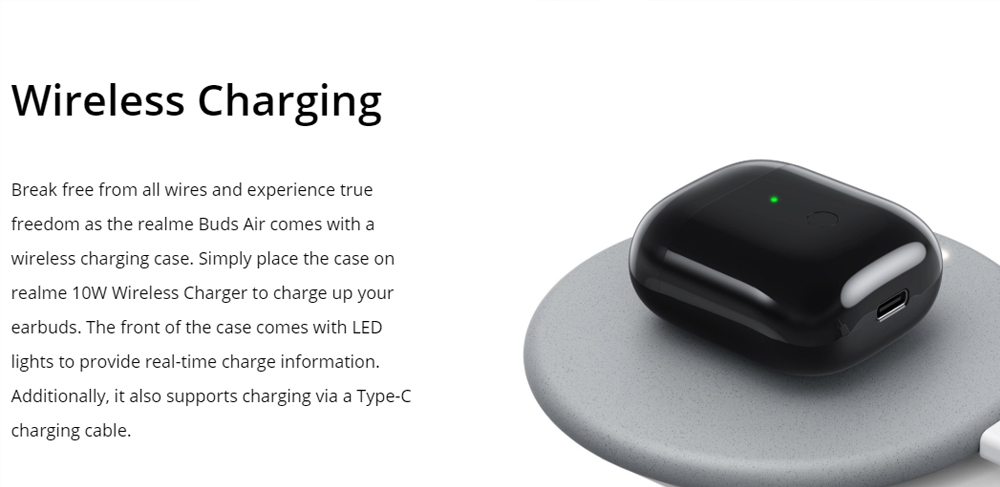 realme Buds Air Bluetooth 5.0 TWS Earphones Airoha 1536 ENC Noise Cancelling Wireless Charging - White