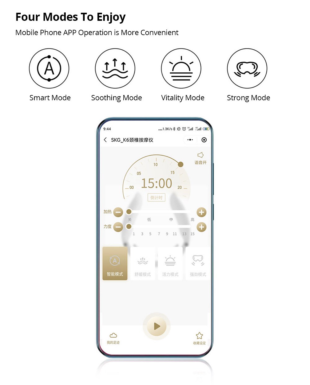 SKG K6 Intelligent Electronic Cervical Massager Neck Guard Device Fashion 4 Modes Adjustable Temperature Bluetooth Control USB Charging Relax Cervical Pressure - Blue