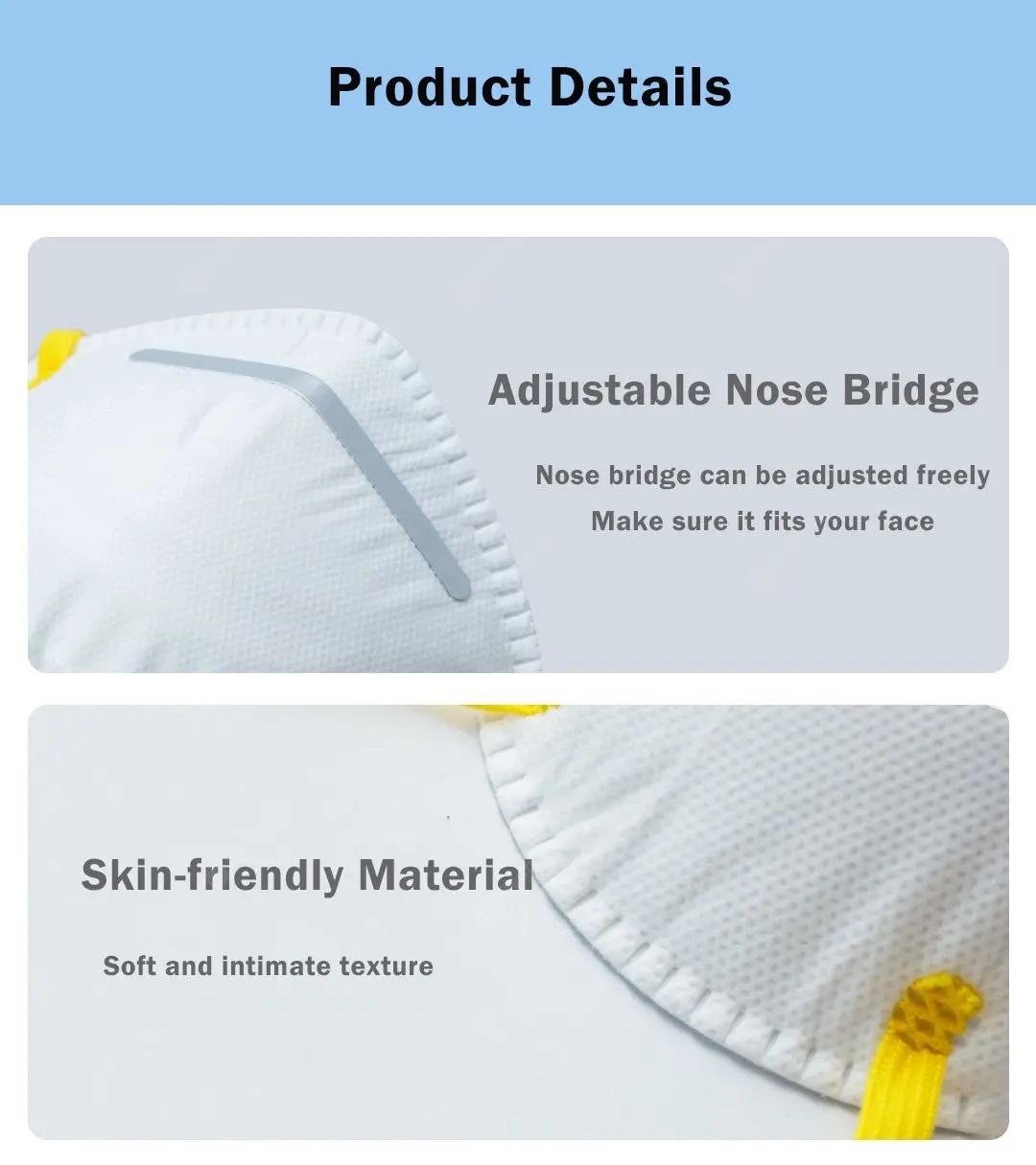 10pcs HY KN95 Protective Mask 3D Cup Design 3-Layer Filtration Efficiency 99% High Elastic Ear Rope Anti-fog Dust-proof Isolate Bacteria - White
