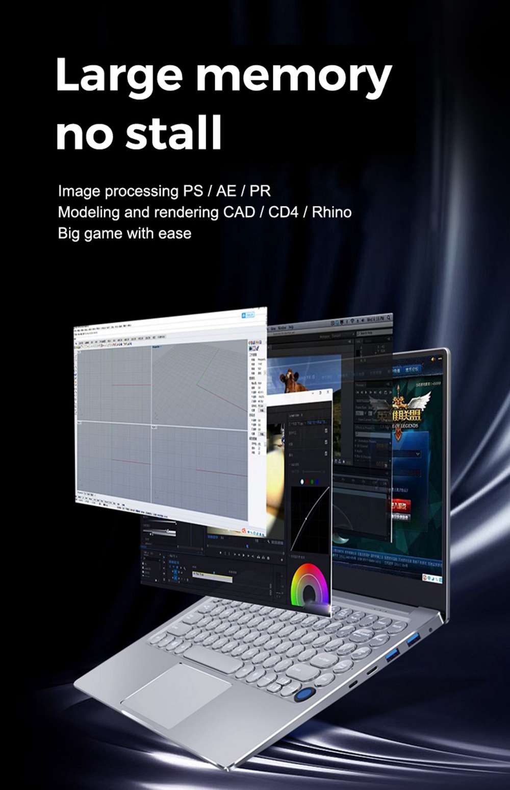 CENAVA N145 Laptop Intel Core i7-6600U 14.1 Inch 1920 x 1080 IPS Screen Intel HD Graphics 520 Windows 10 8GB LPDDR4 512GB SSD - Silver