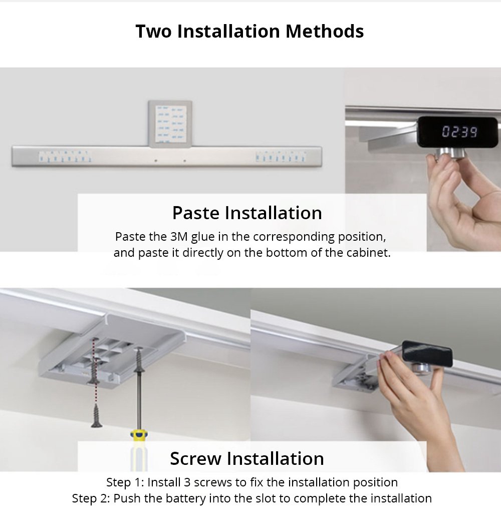 EZVALO 600mm Wireless Intelligent Hand-scanning Cabinet Lamp LED Light Technology Max Brightness 400 lux USB Charging Split Battery Design Kitchen Smart Induction - White