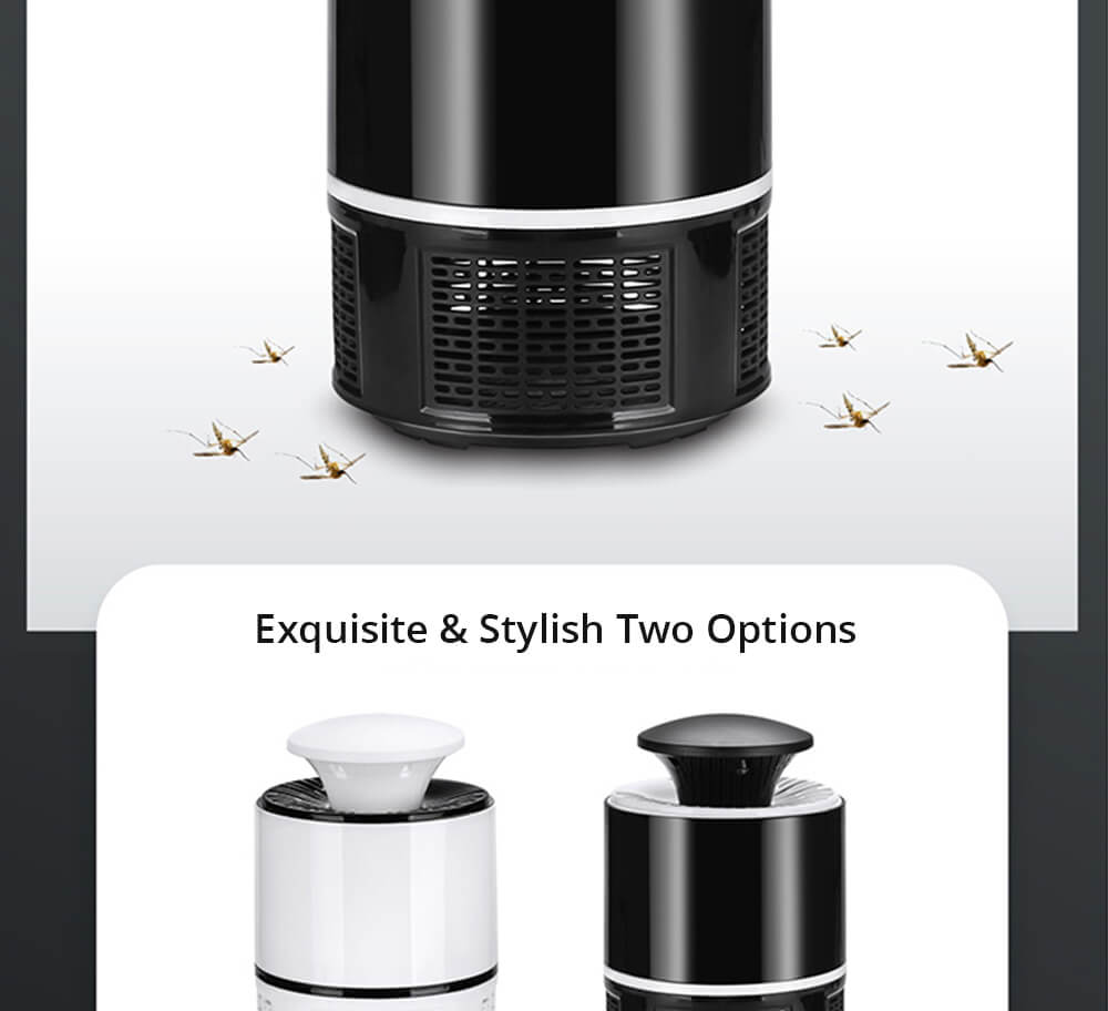 Electric Mosquito Killer Lamp Portable Mute Pure physical Photocatalyst Insect Pest Trap Lamp For Home Outdoor Camping USB Version 365 - Black
