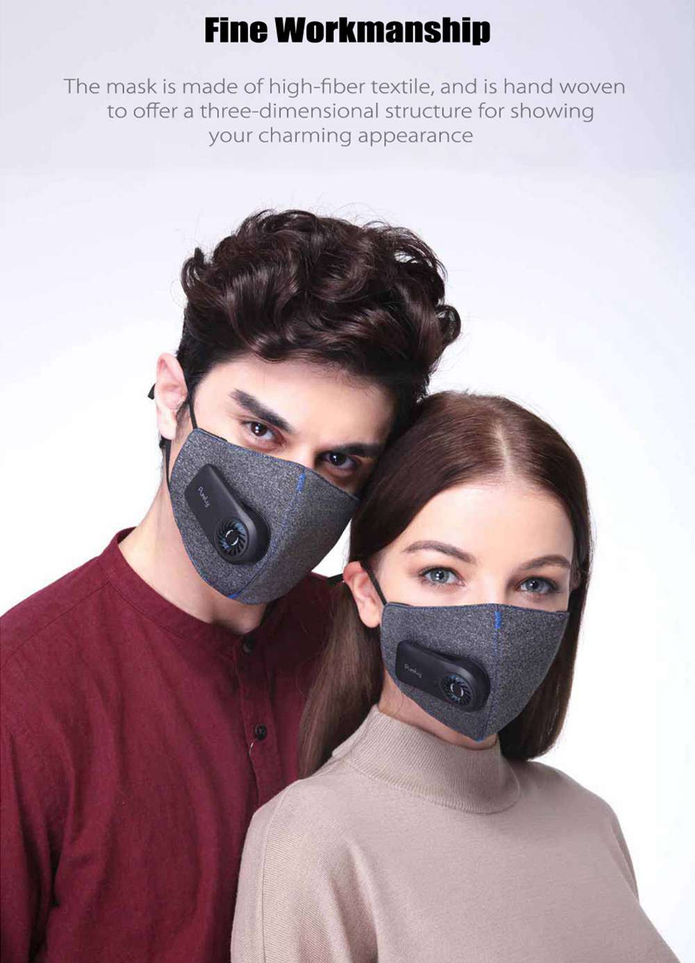 3PCS Xiaomi Purely Reusable Washable Electric N95 Face Mask 4-Layers Filter 99% PM 2.5 Protection With Breathing Valve Automatic Air-Purifying Supply for Anti-Pollution Dust Allergy Haze- Black