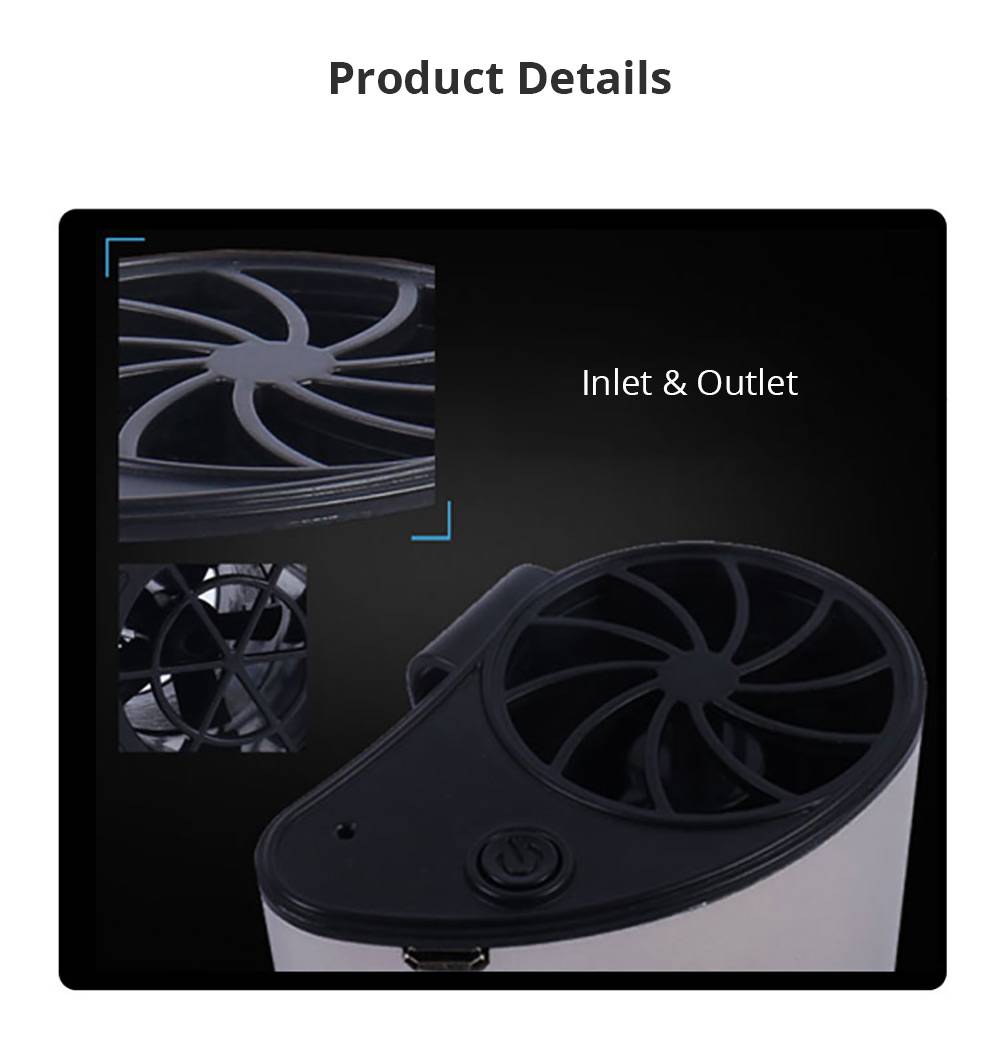 Portable Hanging Waist Fan USB Charging 1200mAh Battery Mobile Cooling Summer - Black