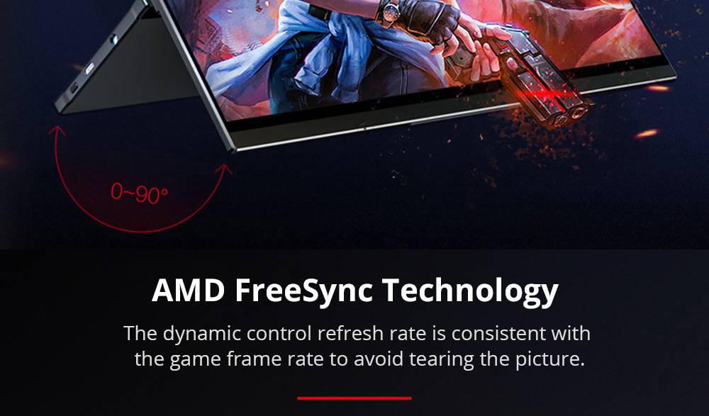 Sculptor MF156LG Auto-rotating 15.6" 1080P 144Hz FHD IPS OSD Touch Menu Portable Monitor 72% NTSC HDR Dual Type-C+Mini HDMI Gaming Display Screen For Smartphones Digital Cameras Tablets Laptops Game Consoles - Black