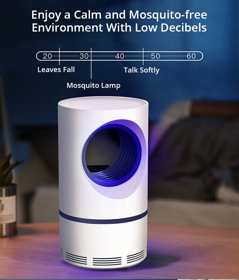 Electric Mosquito Killer Lamp Portable Mute Pure physical Photocatalyst Insect Pest Trap Lamp For Home Outdoor Camping USB Version 188 Large Size - White
