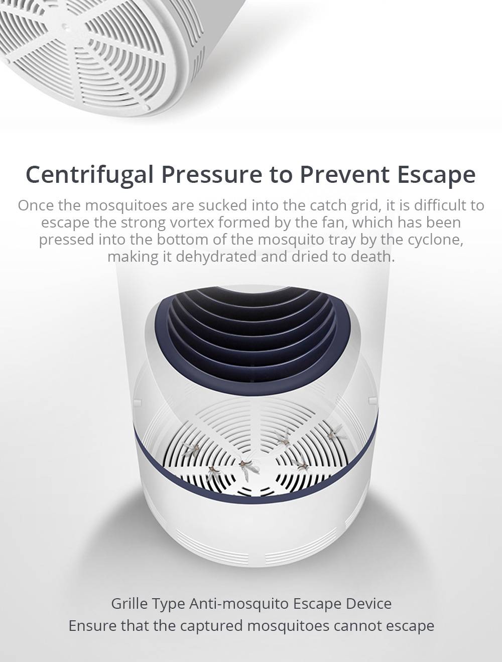 Electric Mosquito Killer Lamp Portable Mute Pure physical Photocatalyst Insect Pest Trap Lamp For Home Outdoor Camping USB Version 188 Large Size - White