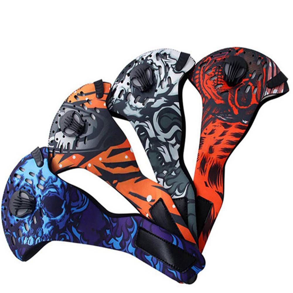 Outdoor Camouflage Dustproof Sports Mask With Breathing Valve Windproof Breathable Unisex For Bike / Hiking / Running - Blue