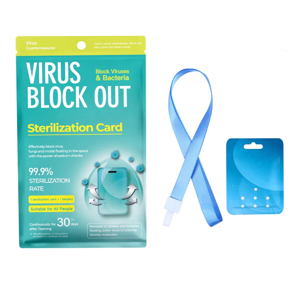 Portable Disinfection Card Bacteriostatic Anti-virus Air Disinfection Sterilization Protection Card With Lanyard Safe Non-toxic Ingredients School Offices - Blue