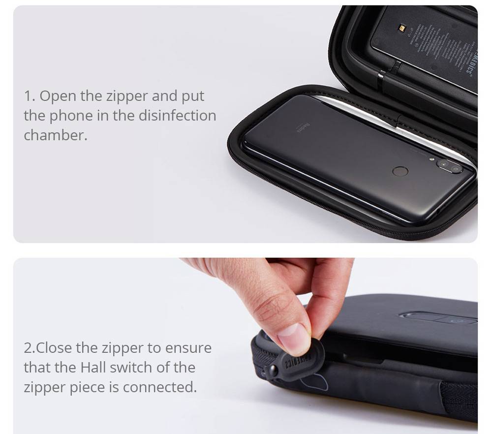 EUE Portable Phone UV Disinfection Sterilization Bag Antibacterial Bacteriostatic From Xiaomi Youpin - Black