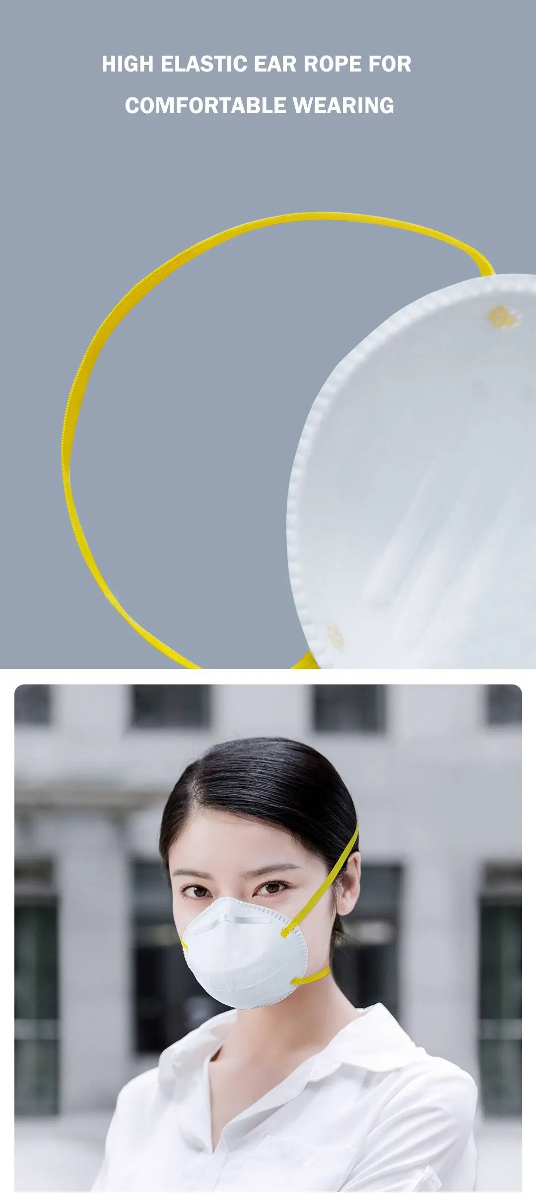 10pcs HY KN95 Protective Mask 3D Cup Design 3-Layer Filtration Efficiency 99% High Elastic Ear Rope Anti-fog Dust-proof Isolate Bacteria - White