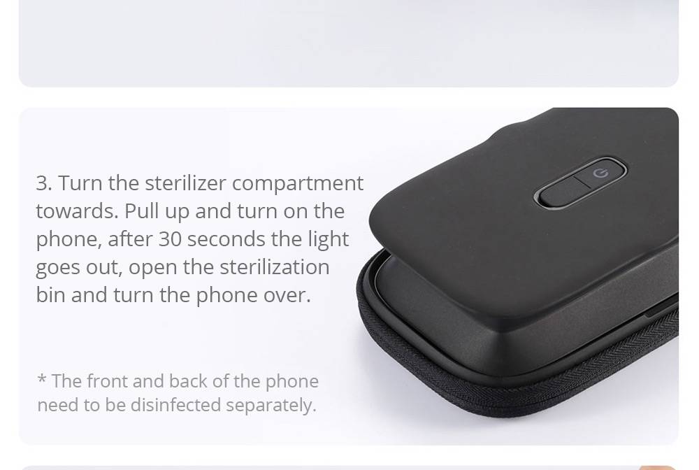 EUE Portable Phone UV Disinfection Sterilization Bag Antibacterial Bacteriostatic From Xiaomi Youpin - Black