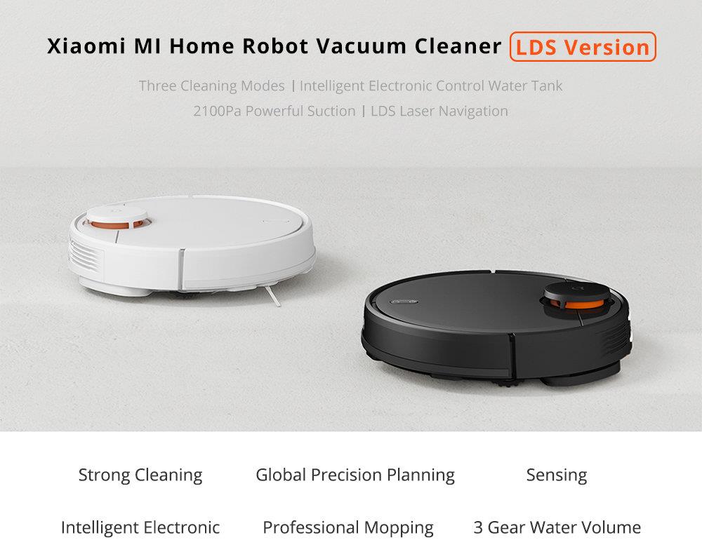 Xiaomi Mijia Pro STYJ02YM Robot Vacuum Cleaner LDS Version 2100pa Intelligent Electric Control Water Tank Three Cleaning Modes - Black