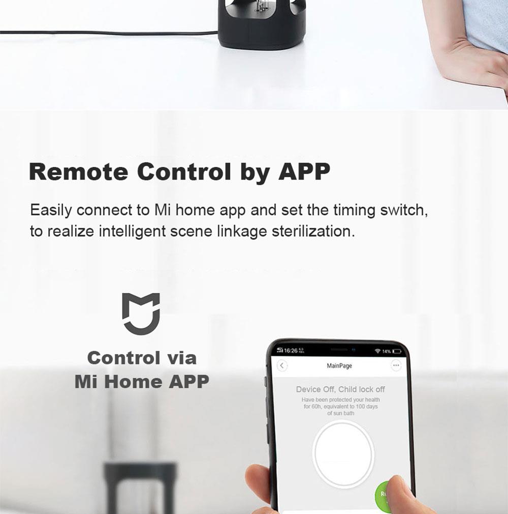 FIVE Intelligent UVC Sterilization Lamp Light Imported Philips Lamps App Control Intelligent Human Induction Hotel School Classroom Pet Baby Supplies Disinfection From Xiaomi Youpin - Black