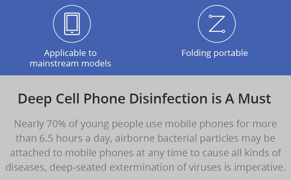 EUE Portable Phone UV Disinfection Sterilization Bag Antibacterial Bacteriostatic From Xiaomi Youpin - Black