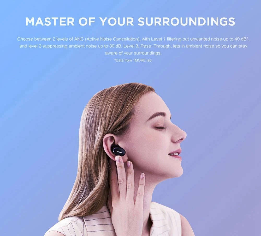 1MORE EHD9001TA ANC TWS Earphones Qualcomm QCC3020 Balanced Armature Bluetooth5.0 aptX AAC Wireless Charging Independent Use