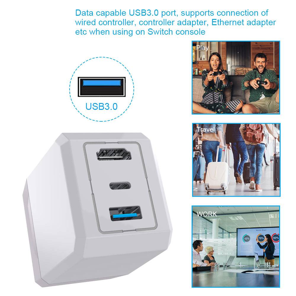 2 in 1 1080P HDMI Type C to HDMI Hub EU Adapter for Switch