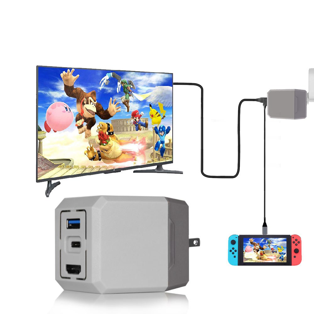 2 in 1 1080P HDMI Type C to HDMI Hub JPAdapter for Switch