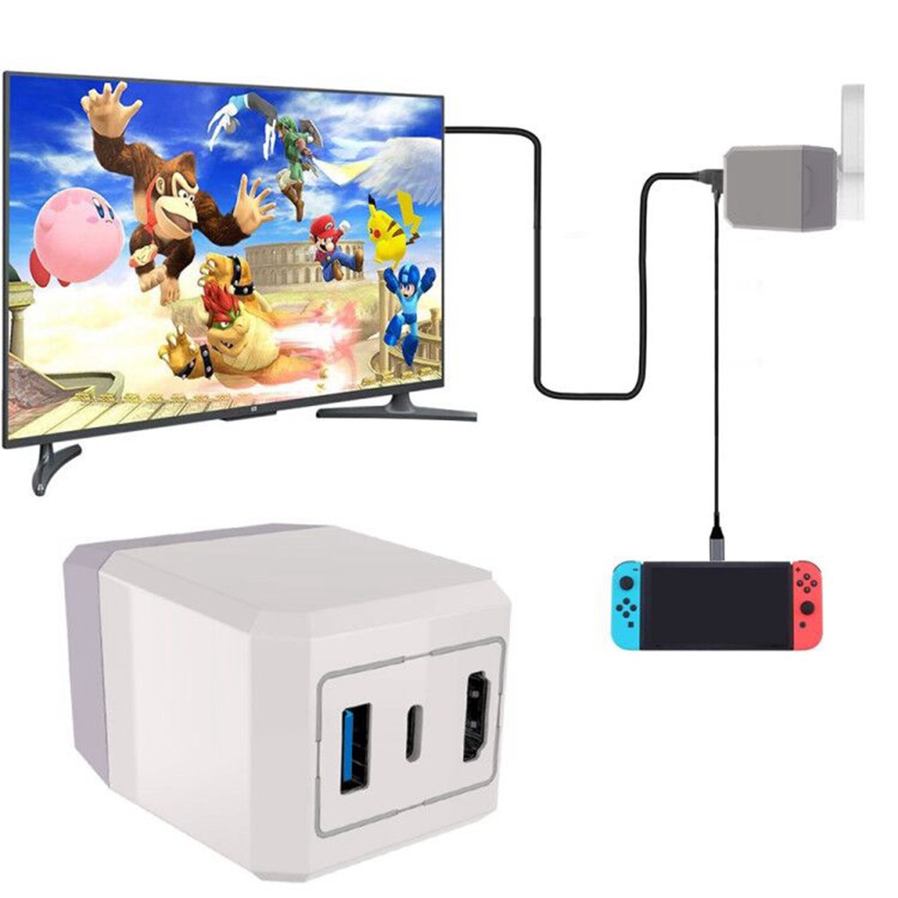 2 in 1 1080P HDMI Type C to HDMI Hub US Adapter for Switch