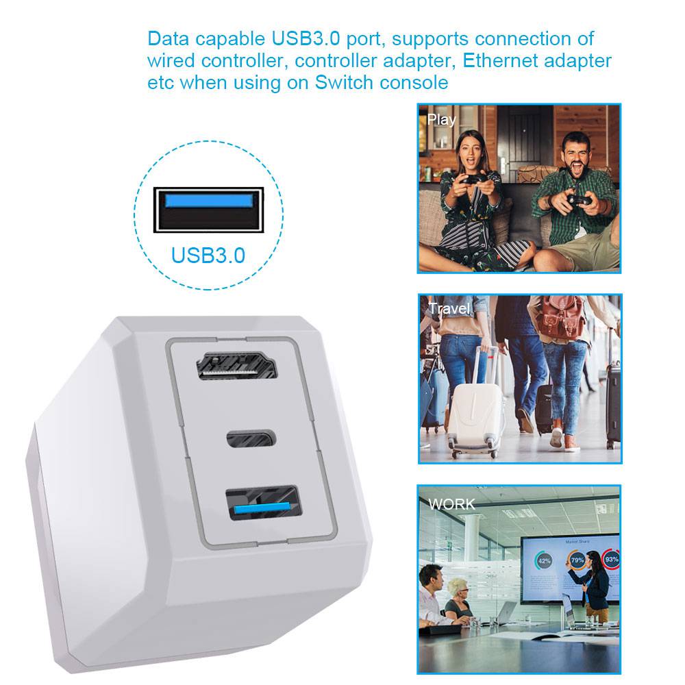 2 in 1 1080P HDMI Type C to HDMI Hub US Adapter for Switch