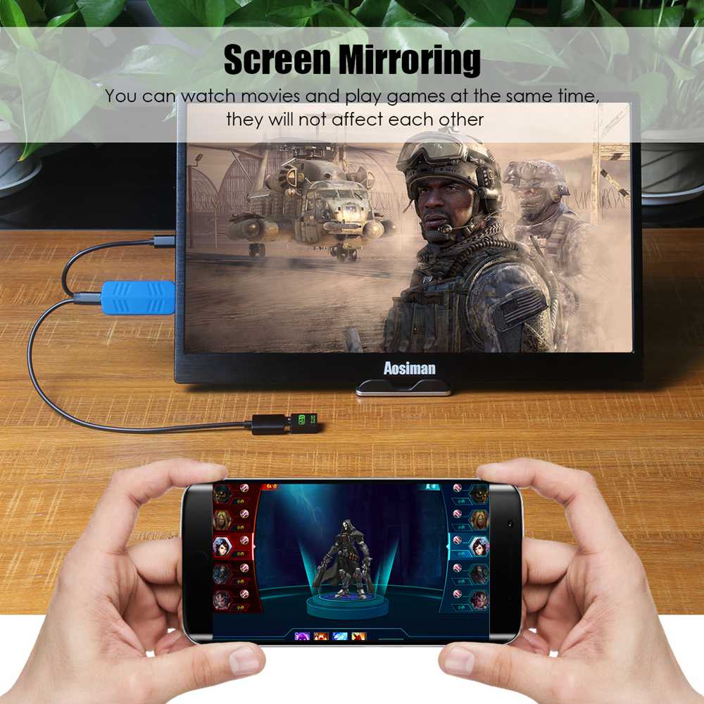 AOSIMAN Wireless Screen Transmitter 2.4g/5g WiFi Support iOS, Android, Windows, Mac OS