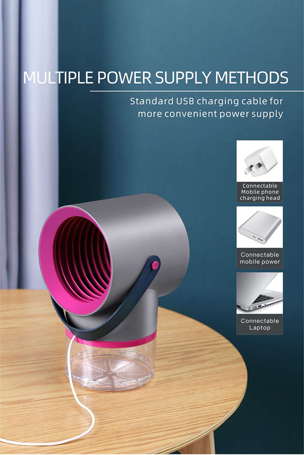 Electric Mosquito Killer Lamp Portable Mute Pure physical 365nm Light Wave Photocatalyst Insect Pest Trap Lamp For Home Outdoor Camping USB Version 189 - White