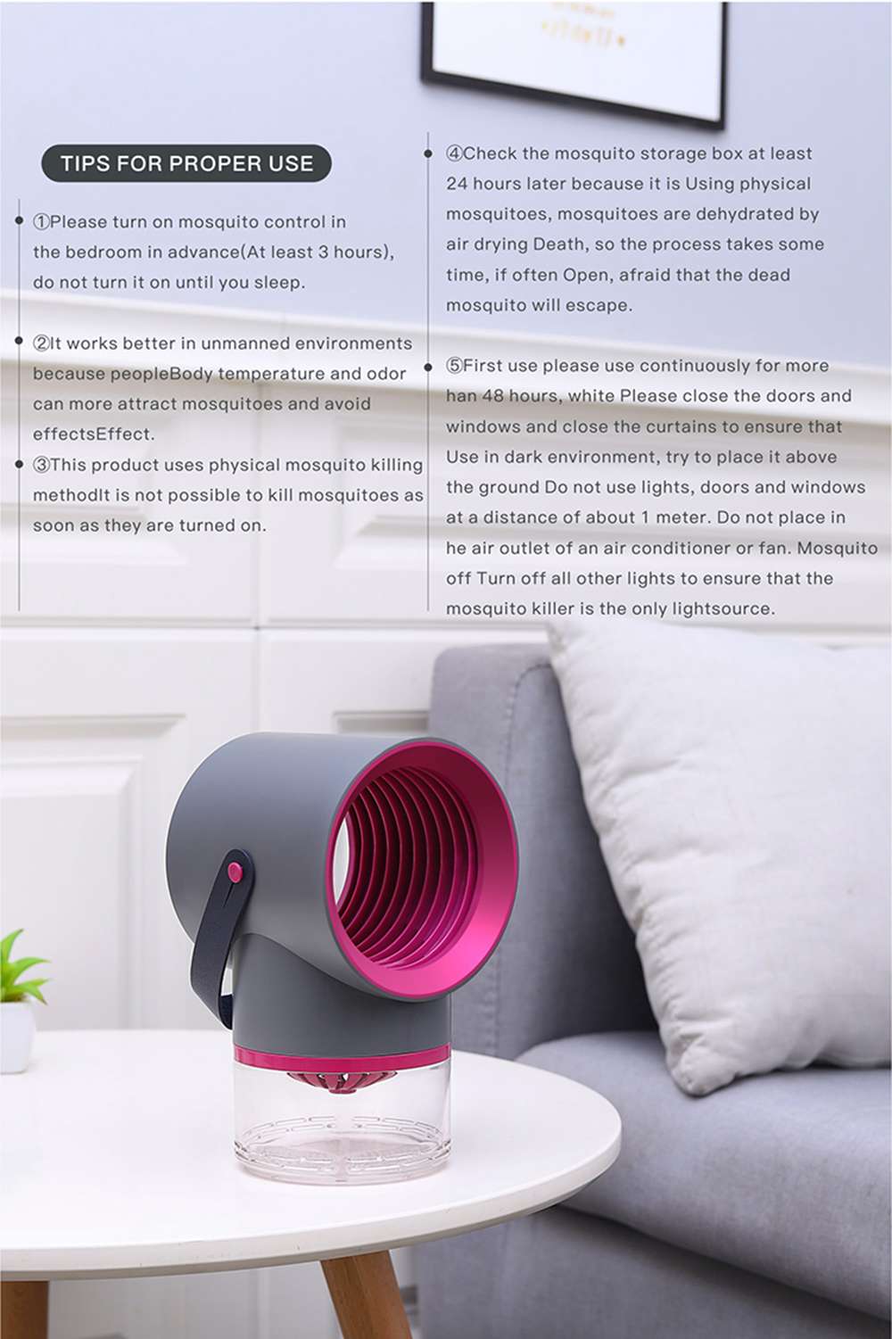 Electric Mosquito Killer Lamp Portable Mute Pure physical 365nm Light Wave Photocatalyst Insect Pest Trap Lamp For Home Outdoor Camping USB Version 189 - White